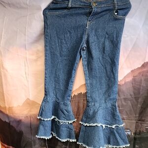 Girls’s Dark Blue Ruffle Hem Jeans Sz 8